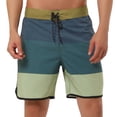 thumbnail image 1 of INSPIRE CHIC Men's Striped Beach Shorts Color Block Swimming Drawstring Board Surfing Shorts Grey 34, 1 of 6