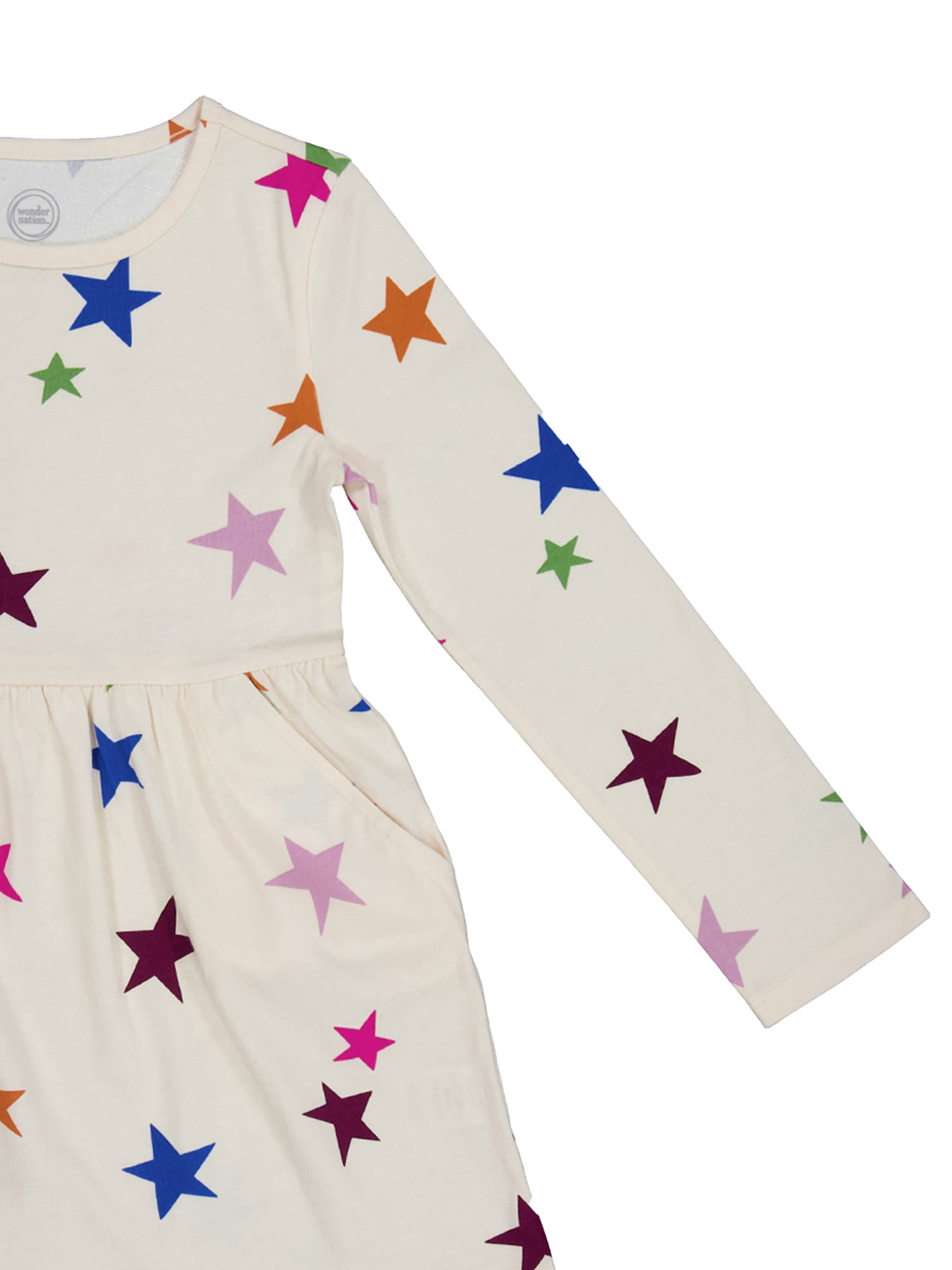 Wonder Nation Girls Long Sleeve Play Dress, Sizes 4-18 & Plus