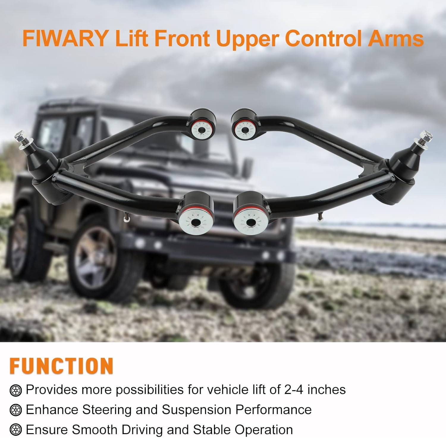 PANGOLIN 2Pcs 2-4" Lift Front Upper Control Arms Fits for 2007-2014 GMC Yukon Sierra, Chevrolet Avalanche Tahoe Suburban Silverado, Cadillac Escalade Adjustable Suspension Control Arm with Ball Joint