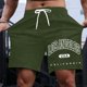 thumbnail image 2 of Pantalones cortos casuales con estampado de letras estilo urbano para hombre, ligeramente elásticos, de poliéster, 2 of 4