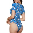 thumbnail image 3 of Qekee Gnomes in USA Women's Crew Neck Body Suits, Short Sleeve Bodysuit, Basic Swimsuit, Leotard Clothing for Dating, Daily Life - Medium, 3 of 9