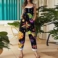 thumbnail image 4 of Fgvctg Mardi Gras Overalls for Women Wide Leg Pant Carnival Party Spaghetti Straps Fashion Mask Graphic Jumpsuit Sleeveless Bib Overalls Sprimg Romper Clothing With Pockets Black XL, 4 of 4