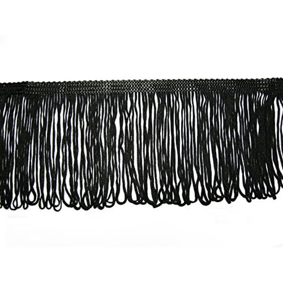 Altotux 4" Black, White Dance Costume Supply Rayon Looped Chainette Fringe Trim (Black)