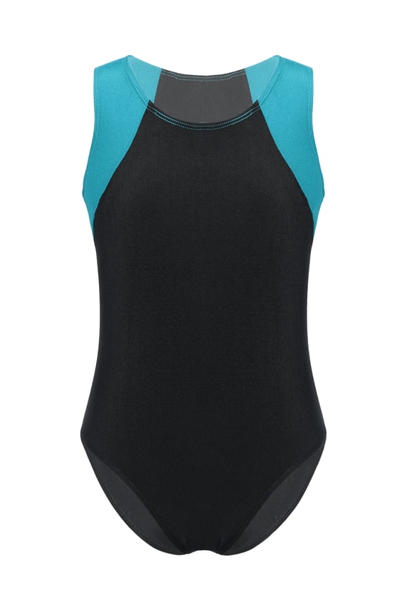 Kids Boys Girls Sleeveless Gymnastics Leotard Tumbling Training Bodysuit Ballet Dance Unitard Blue Green 10