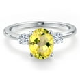 thumbnail image 3 of Gem Stone King 14K White Gold Canary Mystic Topaz and White Moissanite Engagement Ring for Women | 2.20 Cttw | Oval 9X7MM | Gemstone November Birthstone | Size 6, 3 of 6