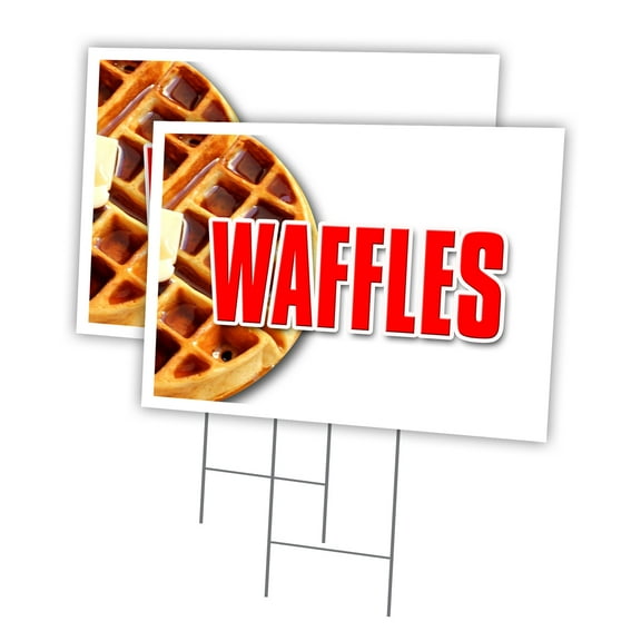 WAFFLES 2 Pack Of 12" x 16" Yard Sign & Stake | Advertise Your Business | Stake Included Image On Front Only | Made in The USA