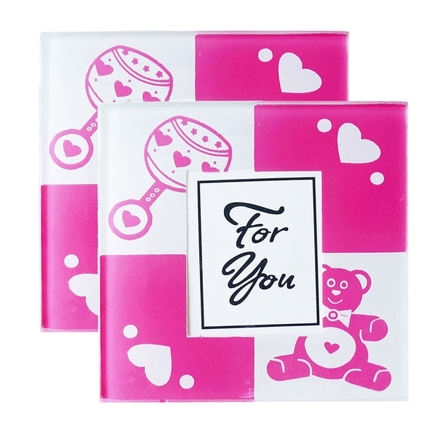 2pcs Cup Mat Photo Coaster Placemat Baby Shower Decoración Rosado Sunnimix Estera de la taza de la tabla