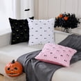 thumbnail image 7 of Halloween Ghost Throw Pillow Covers 18x18 Inches, Pack of 2, Black Fuzzy Cute Ghost Decorative Pillowcases, Glow in the Dark/Neon Green Eyes Spooky Cushion Cases for Sofa Couch Bed Home Decor, 7 of 7