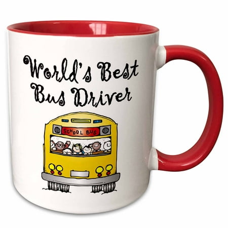 3dRose Worlds Best Bus Driver. - Two Tone Red Mug,