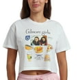 thumbnail image 3 of Gilmore Girls Lorelai & Rory Screenshot & Icons Crew Neck Short Sleeve Women's White Crop Top-Medium, 3 of 5