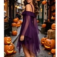 thumbnail image 4 of Meichang Halloween Dresses for Women Cold Shoulder Mesh Patchwork Gothic Dress Medieval Renaissance Victorian Dress Cocktail Party Gown, 4 of 5