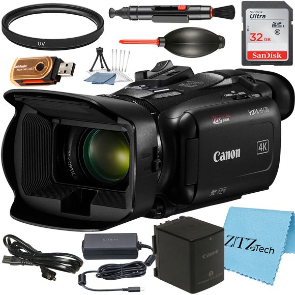 Canon Vixia HF G70 Caméra Vidéo UHD 4K avec Carte Mémoire SanDisk 32 Go + Fliter UV + Ensemble d'Accessoires ZeeTech