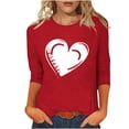 thumbnail image 2 of Ailaofu T-Shirts de la Saint-Valentin à Manches 3/4 Col Rond pour Femmes avec Imprimé Cœur Graphique, 2 of 5