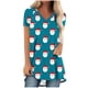 thumbnail image 2 of Puntoco Blusa de cuello en V con mangas raglán cortas y espalda larga con estampado navideño informal a la moda para mujer, 2 of 5