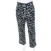 Miaou Womens Junior Animal Print Cropped Jeans Grey Leopard Size 27
