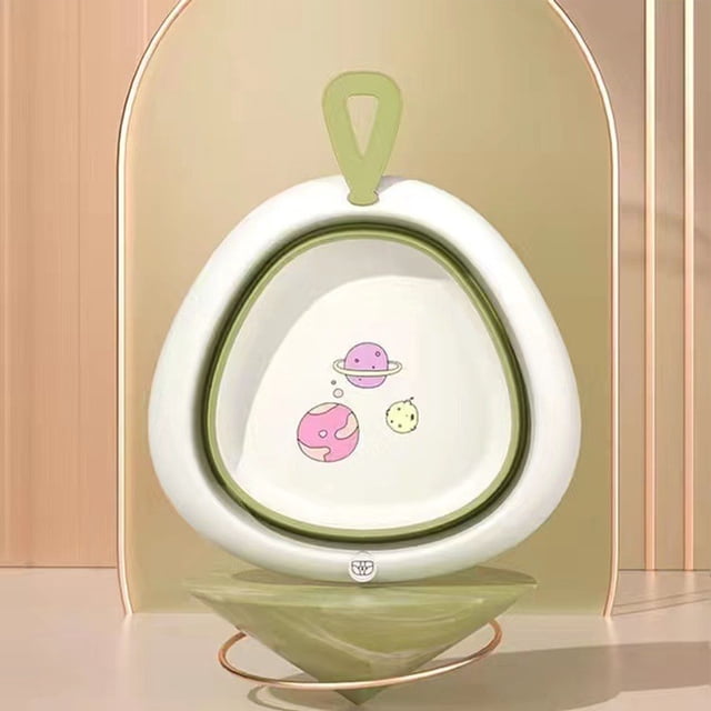 Foldable Wash Basin, Cute Portable Plastic Basins Multipurpose for Travel Camping Laundry Green