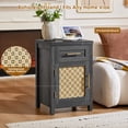 thumbnail image 5 of Set of 2 End Table with Charging Station for Living Room, Farmhouse Side Table with Drawer, Nightstand Bedside Table with Storage Cabinet, Dark Grey, 5 of 11