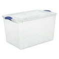 thumbnail image 3 of (2 pack) Sterilite Large Storage Bin, 66 Quart Clear Plastic Storage Container with Latch Lid, Blue Latch, 3 of 11