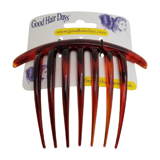 Good Hair Days Peine de giro francés – Peine curvado de 7 dientes para elegantes peinados de novia y accesorios de horquilla para el día y la boda – Concha de tortuga