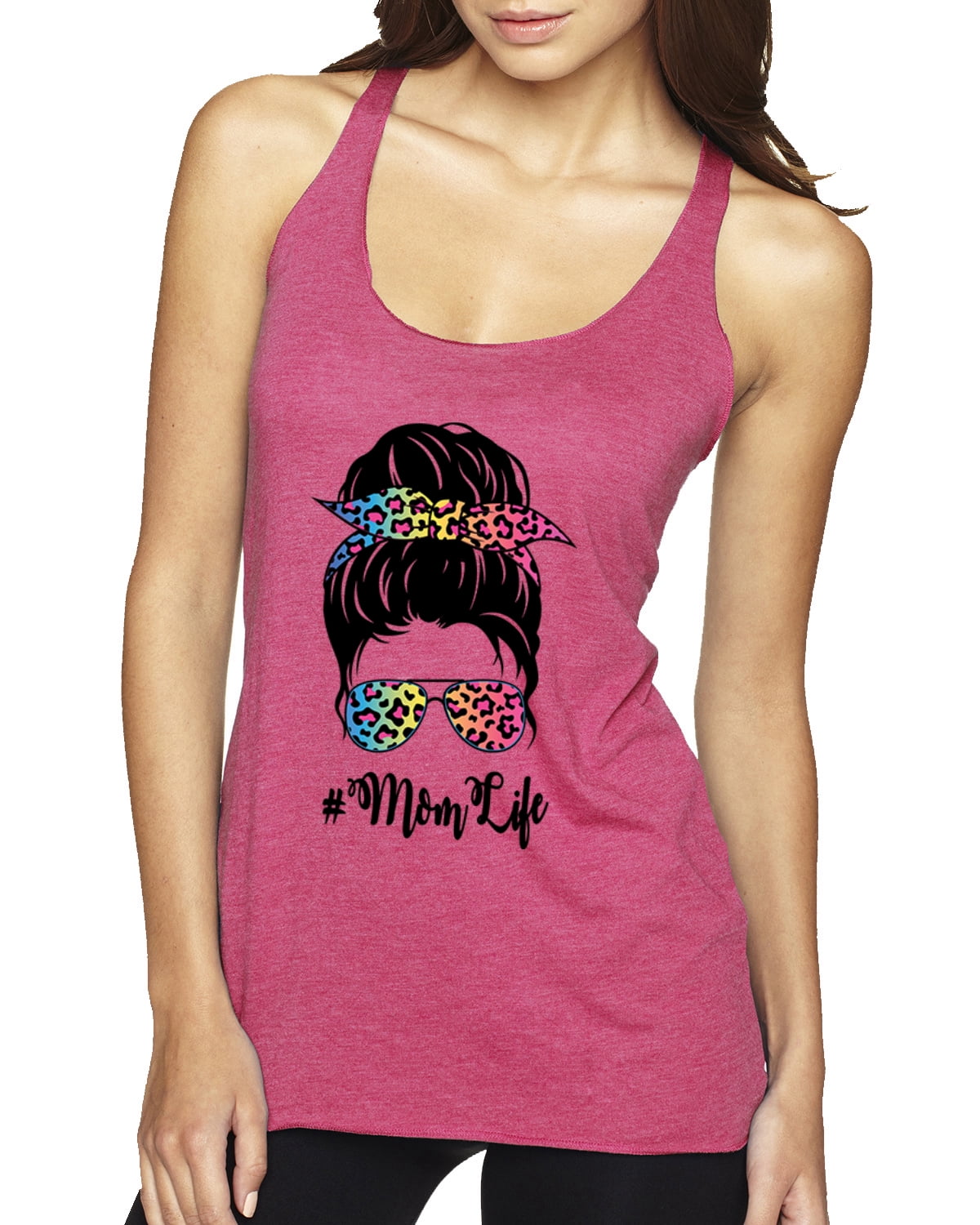Mom Life Messy Hair Bun | Tie Dye Leopard Print Bandana | Funny Mother's  Day Mother's Day Tri-Blend Racerback Sleeveless Top, Purple Rush, L -  Walmart.com