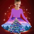 thumbnail image 2 of FamilyThread Girls Christmas Dress Long Sleeve Dress for Girls Swing Twirly Skater Dresses Tree Print Casual A Line Dresses For 4-12Y, 2 of 5