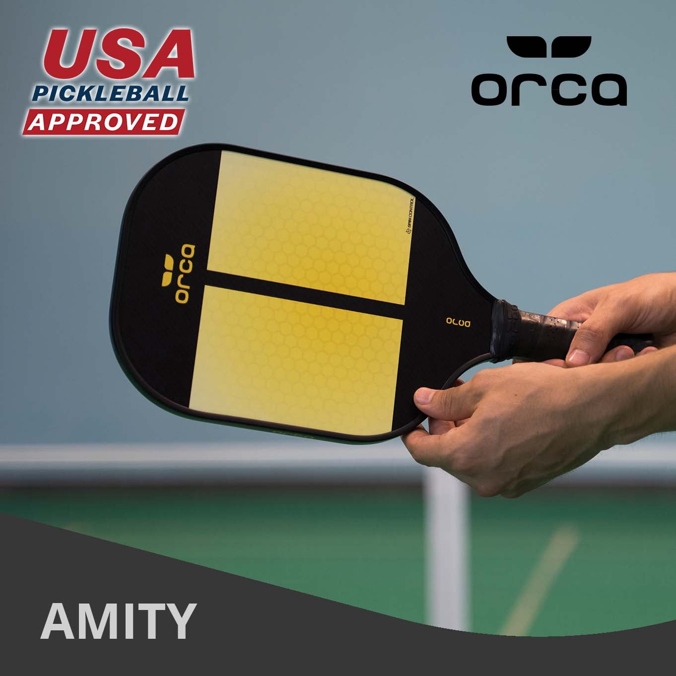 Amity Carbon Fiber Yellow Pickleball Paddle with Neoprene Cover, 7.6oz by ORCA