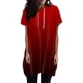 thumbnail image 2 of Red Women's Short Sleeve T-shirt, Womens Summer Oversized Hoodies Casual Short Sleeve Shirts Fashion Tunic Tops Lightweight Pullover With Pockets,Women's Short sleeve T-shirt S, 2 of 5