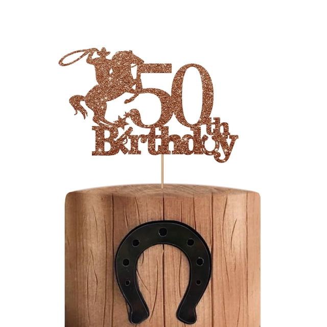 Decoración para tartas, diseño de Cowboy, 50 cumpleaños, carreras de caballos, color rosa