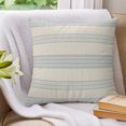 thumbnail image 3 of Pillow Covers 20x20 Set of 2, Blue Vertical Stripes Throw Pillow Covers Decorative Couch Cushion Cover, Modern Simple Geometric Art Beige Microfiber Soft Pillowcases for Bedroom Living Room Sofa, 3 of 9
