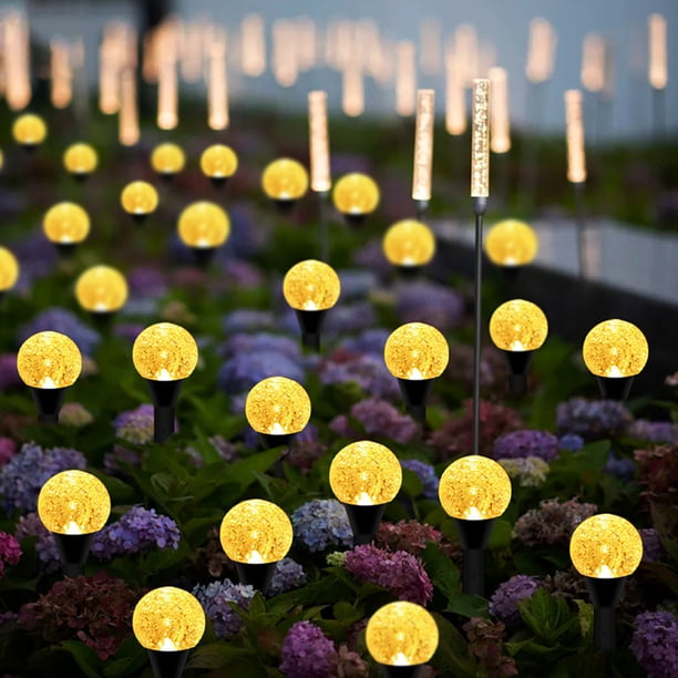 Cadena de lámpara Irfora Juego de cuerdas de lámpara de césped de burbujas solares Decoración de paisaje al aire libre IP65 LED impermeables Luces de estaca alimentadas por energía solar para camino / Irfora Cadena de lámpara