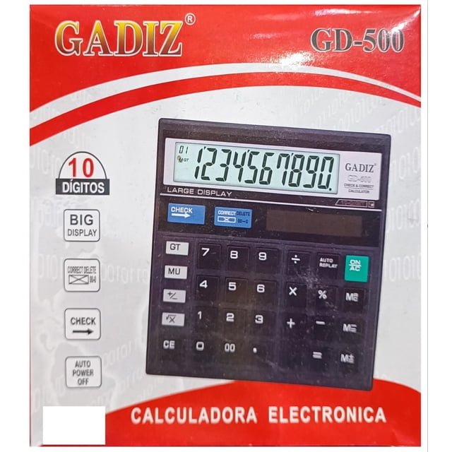 Calculadora Digitos Grande 10 Digitos Corrector Oficina Negocio Gadiz Calculadora Gadiz GD500