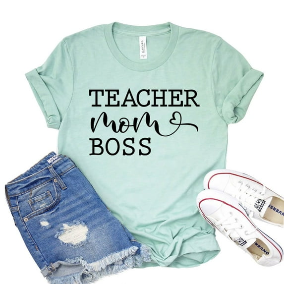 Teacher T-shirt Mom Boss Shirts Women's Teaching Shirt Boss Lady Tee Momlife Tshirt Mothers Day Gift Motherhood Top