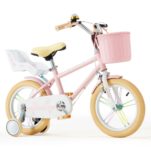 Kids Bike for Girls Boys Ages 3-12 Years, 12 14 16 Inch Kids Bike with Training Wheels, Streamers, Basket and Doll Seat, Children Bicycles with Dual Brake System, Multiple Colors