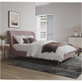 thumbnail image 2 of JERFIT Blush Gold Velvet Upholstered Full Size Bed Frame with Curved Headboard, No Box Spring Needed, Modern Platform Bed with Metal Legs, 2 of 7