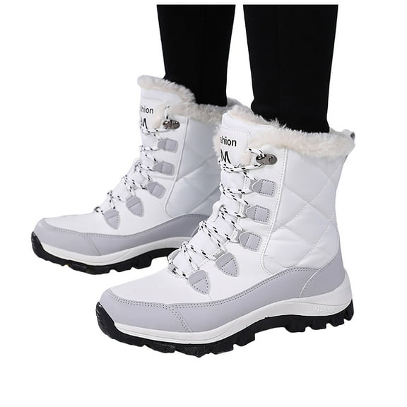 Juosiy Boots for Women Water-proof Lace Up Ankle Booties Winter Outdoor Mid-Calf No Slip Work Shoes