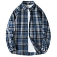 thumbnail image 2 of UVEASISHA Plaid Shirt for Men with Pocket Flannel Button Down Shirt Jackets Casual Cotton Long Sleeve Collared Shirts Fall Lightweight Jackets Sales Today,Blue,L, 2 of 6
