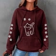 thumbnail image 2 of YUGYXL Women's Waffle Hoodie Drawstring Animal Print Sweatshirt Long Sleeve Comfy Hooded Pullover with Pocket Wine M, 2 of 3