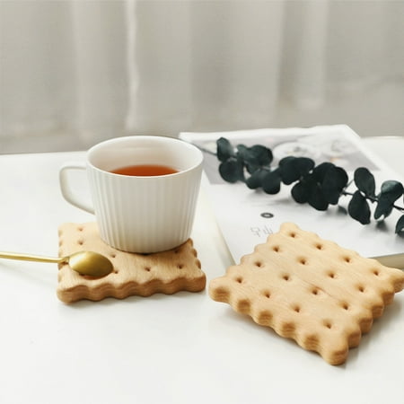 

Ludlz Cup Coaster Smooth Surface Hand Polished Decorative Solid Color Wooden Cookie Appearance Bowl Mat Placemat for Bar