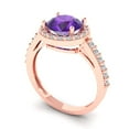 thumbnail image 2 of 1.86 ct Round Cut Natural Amethyst with Simulated Diamond Halo Accents 18K Rose Gold Womens Engagement Ring, 2 of 5