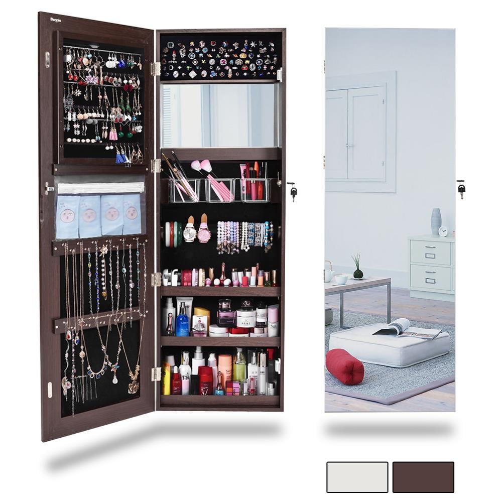 UBesGoo Wall Mounted Jewelry Mirror Organizer Armoire Large