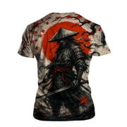 Rebaike Samurai Anime Manga Art T-Shirt – Japanese Warrior Ink Style Graphic Tee for Men