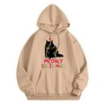 thumbnail image 4 of Tiweut Womens Christmas Hoodies Hoodies Santa Cat Printed Sweatshirt Long Sleeve Hooded Loose Fit Pullover Regular Tops Khaki,M, 4 of 4