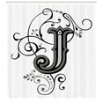 thumbnail image 3 of Ambesonne Letter J Shower Curtain, Noble Royal Initials J, 69"Wx70"L, Black Grey White, 3 of 3