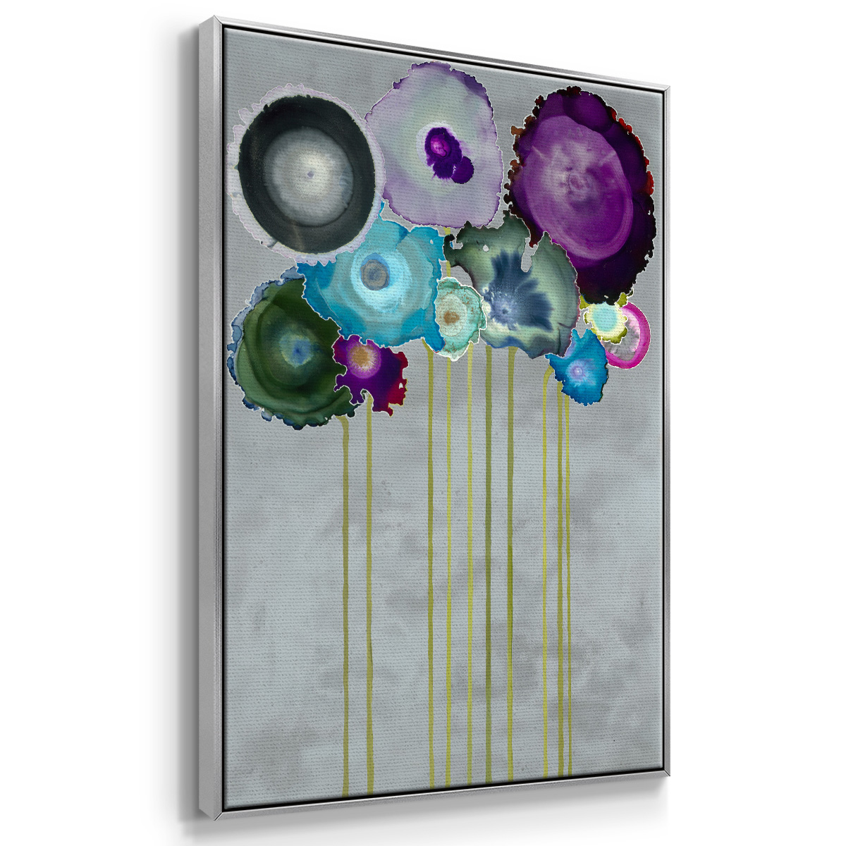 Silver Bouquet Framed Premium Gallery Wrapped Canvas - Ready to Hang - 27 x 41 - Silver Floating Frame