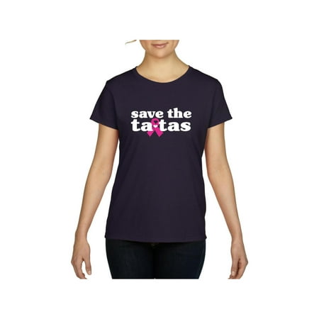 Cancer Awareness Baseball - Save the Tatas in Cancer Awareness Cancer Ribbon Women's Short Sleeve T-Shirt