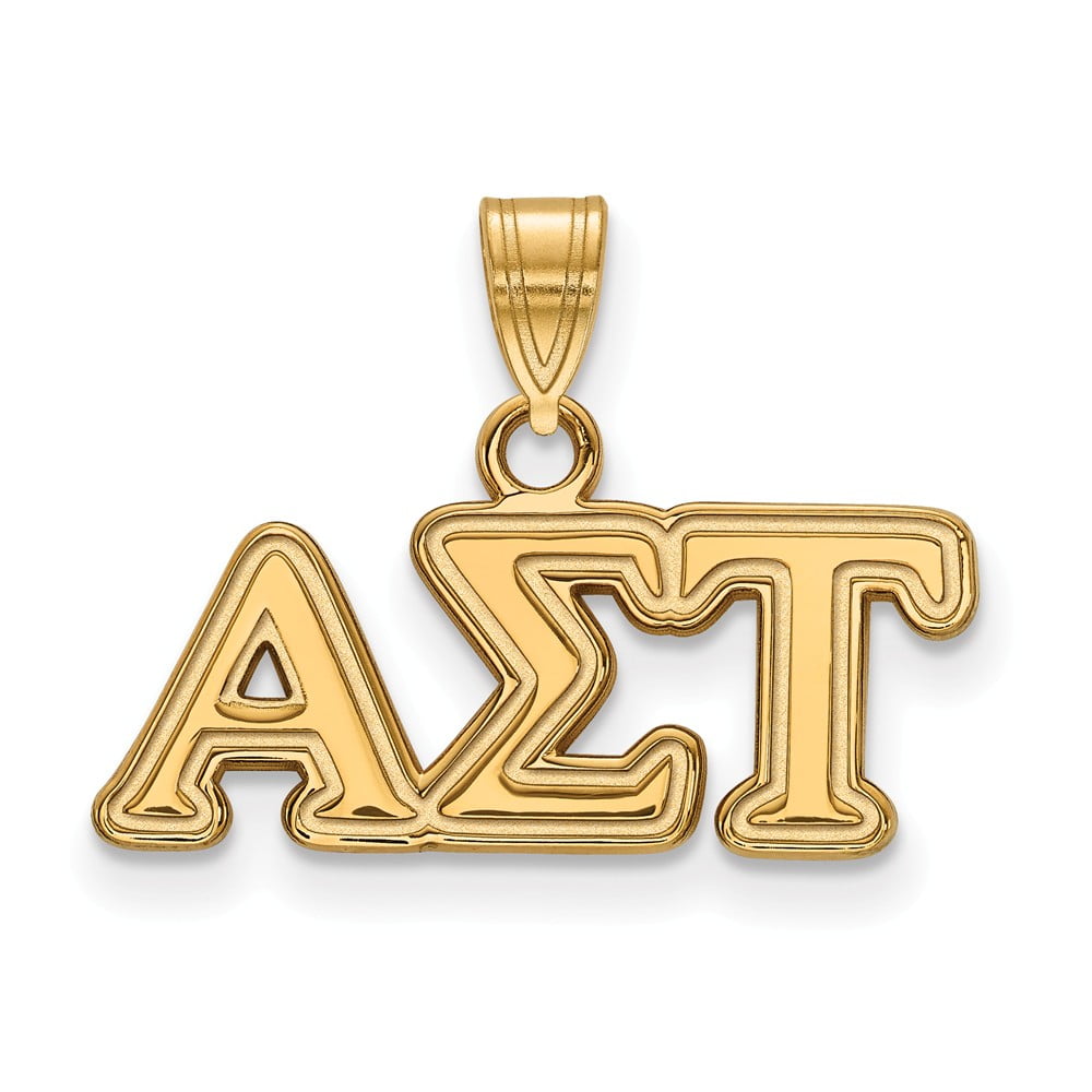 925 Sterling Silver Yellow Gold-Plated Official Alpha Sigma Tau Extra Small Tiny Pendant Charm 12mm x 16mm