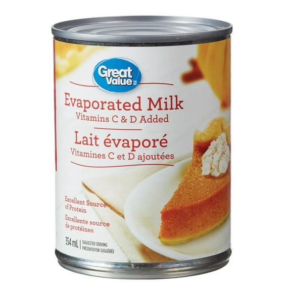 Lait évaporé avec vitamines C et D ajoutées de Great Value 354 ml