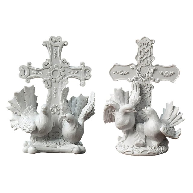 2x Adorable estatua de cruz crucifijo estatuilla escultura ornamento decorativo foto Props mesa para la entrada del dormitorio del hogar mayimx Estatua del crucifijo
