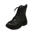thumbnail image 2 of Viluyesy Womens Mid Calf Boots, Thick Sole Combat Shoes Lace-Up Fashion Motorcycle Boots Black US7, 2 of 8