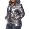 thumbnail image 4 of White Mark Women's Plus Size Metallic Hooded Puffer Coat, 4 of 6